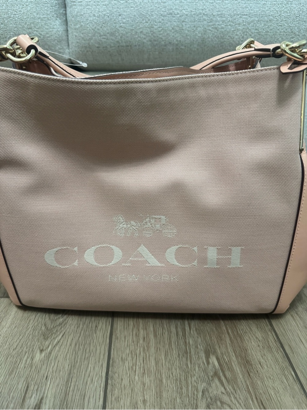 COACH Blush Pink Logo Tote with Gold-Tone Hardware